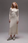 Topshop Stripe Long Sleeve Dress In Beige