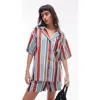 Topshop Stripe Oversize Linen Blend Button-up Shirt In Multi