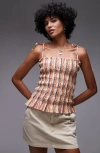Topshop Stripe Shirred Cotton Camisole