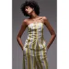 Topshop Stripe Strapless Button-up Shirt In Multi