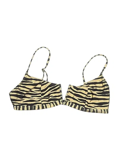 Pre-owned Topshop Swimsuit Top Gold Animal Print Pattern Swimwear