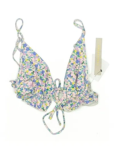 Pre-owned Topshop Swimsuit Top White Floral Pattern Swimwear