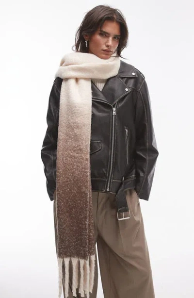Topshop Sydney Fringe Trim Blanket Scarf In Ivory Multi