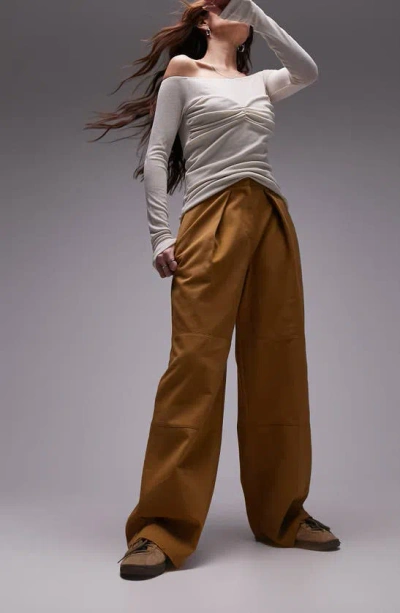 Topshop Tailored Straight Leg Pants In Beige