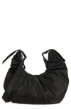 Topshop Sasha Ruched Faux Leather Shoulder Bag In Black
