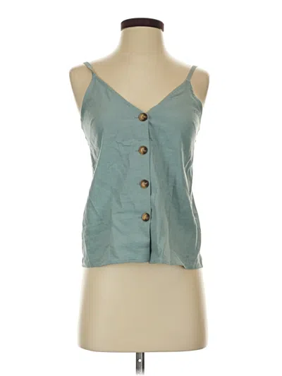 Pre-owned Topshop Tank Top Teal Strapless Neckline Tops In Blue