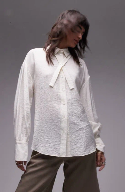 Topshop Textured Satin Shirt In Ivory