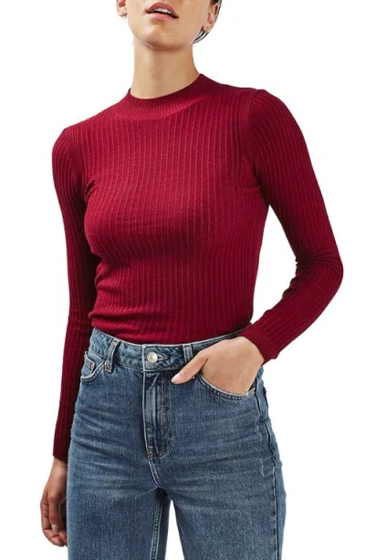 Topshop Textured Stripe Mock Neck Jumper