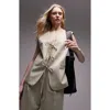 Topshop Tailored Tie Front Vest In Sand - Part Of A Set-neutral In Beige