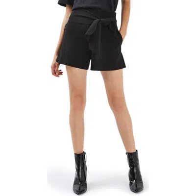 Topshop Tie Waist Shorts In Black