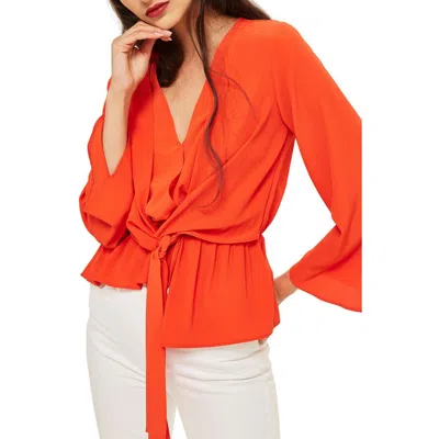 Topshop Tiffany Asymmetrical Blouse In Orange