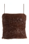 Topshop Tinsel Crop Camisole In Brown