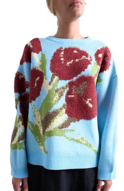 Topshop Tulip Textured Sweater In Blue