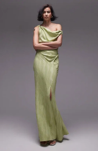 Topshop Jacquard Twist Maxi Skirt In Pistachio - Part Of A Set-green