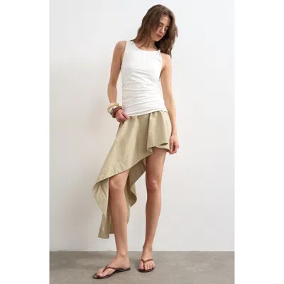 Topshop Twist Shoulder Side Ruched Tank In White
