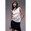 Topshop Textured Sleeveless High Neck Top In Ivory-white In Ivory