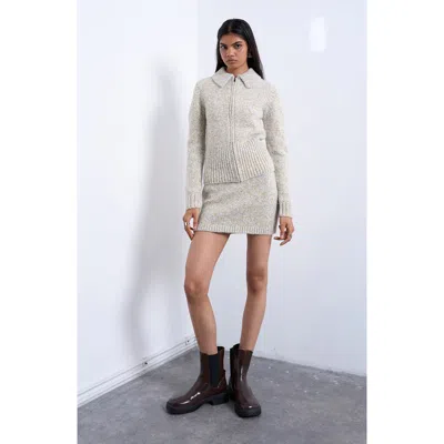 Topshop Twist Yarn Miniskirt In Neutral