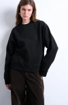 Topshop Ultimate Oversize Cotton Blend Sweatshirt In Black