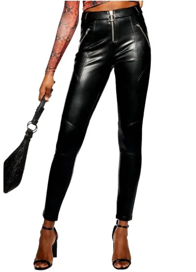 Topshop Vegan Leather High Rise Biker Pants In Black