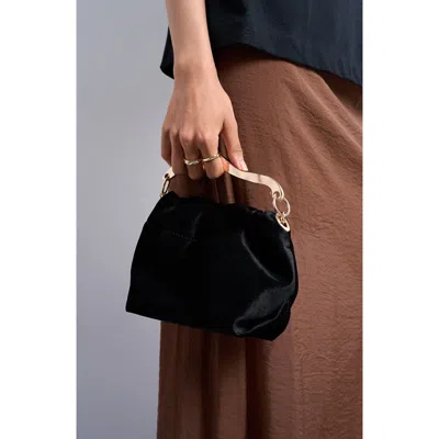 Topshop Velvet Top Handle Bag In Black