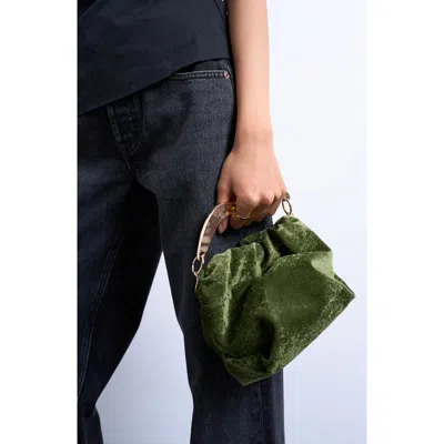 Topshop Velvet Top Handle Bag In Purple