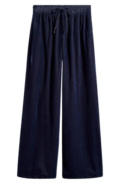 Topshop Velvet Wide Leg Sweatpants In Charcoal