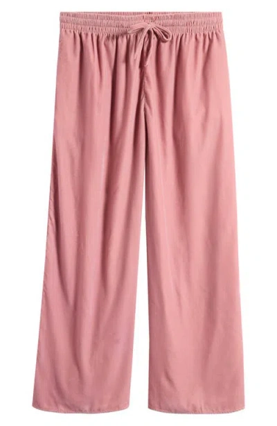 Topshop Velvet Wide Leg Sweatpants In Pink
