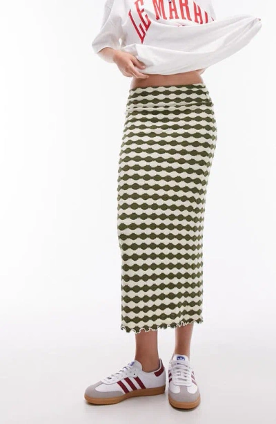 Topshop Wavy Stripe Jersey Maxi Skirt In Mid Green