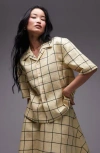 Topshop Windowpane Cotton Button-up Resort Shirt In Yellow