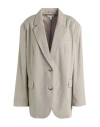 Topshop Woman Blazer Khaki Size 12 Polyester, Viscose, Wool In Beige