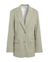 Topshop Woman Blazer Sage Green Size 12 Polyester, Viscose, Elastane In Sage Green