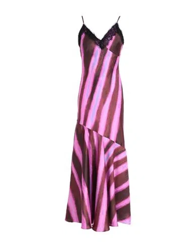 Topshop Woman Long Dress Fuchsia Size 10 Polyester In Pink