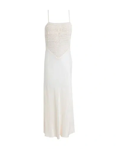 Topshop Woman Long Dress Ivory Size 12 Viscose In White