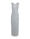 Topshop Textured Crochet Stripe Midi Jersey Dress In Mono-multi In White