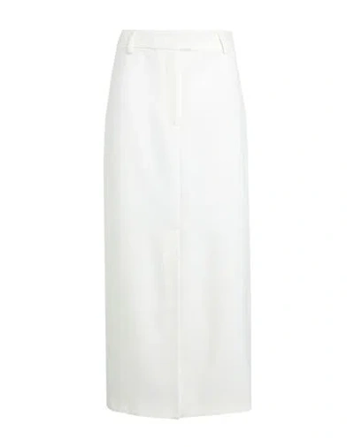 Topshop Woman Long Skirt Ivory Size 14 Polyester In White