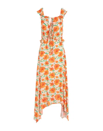 Topshop Midi Dresses In Orange