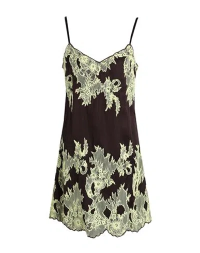 Topshop Woman Mini Dress Dark Brown Size 10 Viscose, Cotton
