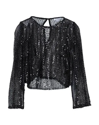 Topshop Woman Top Black Size 6 Polyamide, Metallic Fiber