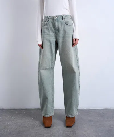 Topshop Women's Barrel Mid-rise Jeans In Mint Green