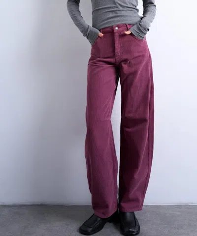 Topshop Women's Barrel Mid-rise Jeans In Purple Cord In Pink