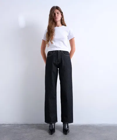Topshop Women's Black Ecru Column Mid-rise Jeans