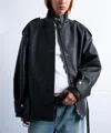 Topshop Women's Black Faux Bubble Leather Belted Bomber Jacket In Black