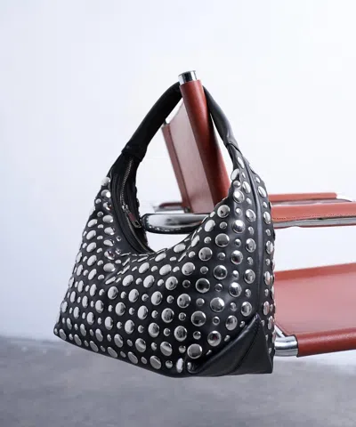 TOPSHOP TOPSHOP WOMEN'S BLACK SAMANTHA STUDDED SHOULDER BAG