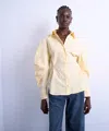 Topshop Tie Back Waist Long Sleeve Shirt In Neutral