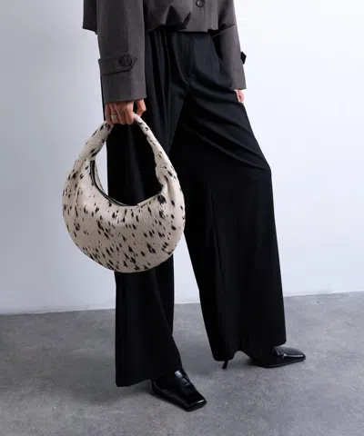 Topshop Women's Cian Dalmation Print Suede Scoop Grab Bag In Neutral