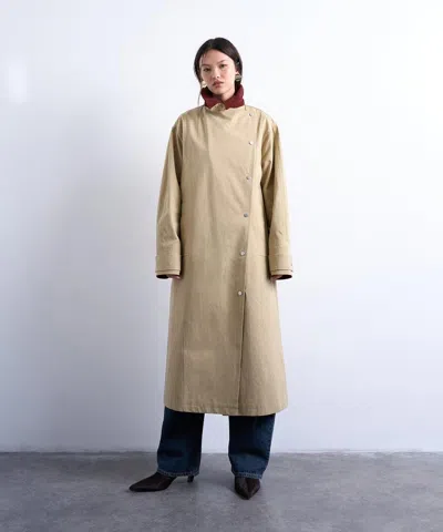 Topshop Women's Contrast Collar Longling Shacket In Neutral