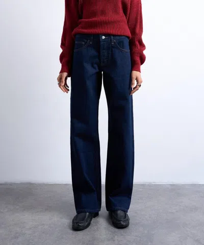 Topshop Women's Ember Low-rise Wide-leg Jeans In Mid-blue