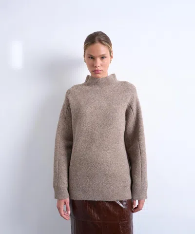 Topshop Women's Espresso Knitted Oversized High Neck Jumper In Brown