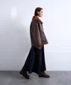 Topshop Shearling Oversized Reversible Coat With Button Loop In Brown