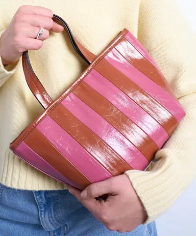 Topshop Women's Gemma Striped Faux-leather Grab Bag In Pink